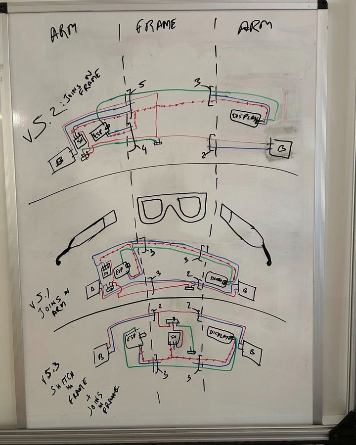 Wiring schematic drawn on a whiteboard